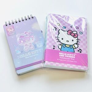 Hello Kitty by Sanrio 50th Anniversary Top Spiral Notebook & Notebook Trio NEW